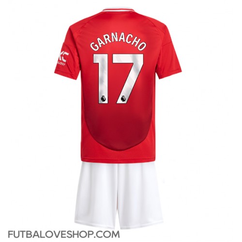 Dres Manchester United Alejandro Garnacho #17 Domáci pre deti 2024-25 Krátky Rukáv (+ trenírky)